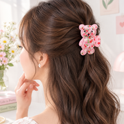 Cute Floral & Fruit Teddy Bear Hair Claw Clip – 8.2cm Acrylic Bear Jaw Clip Set (JC-70396S)