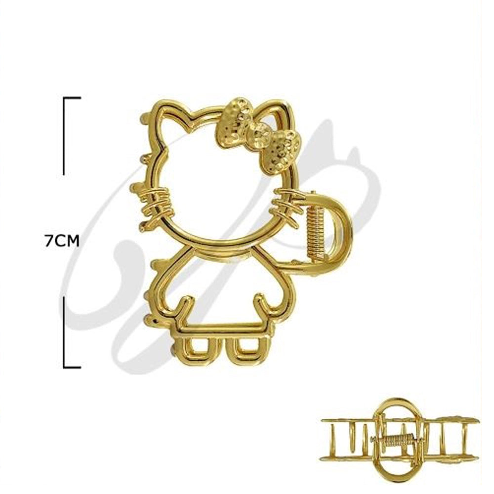 Metallic Cat Cartoon Character Hair Claw Clip (JCM-10174GS)