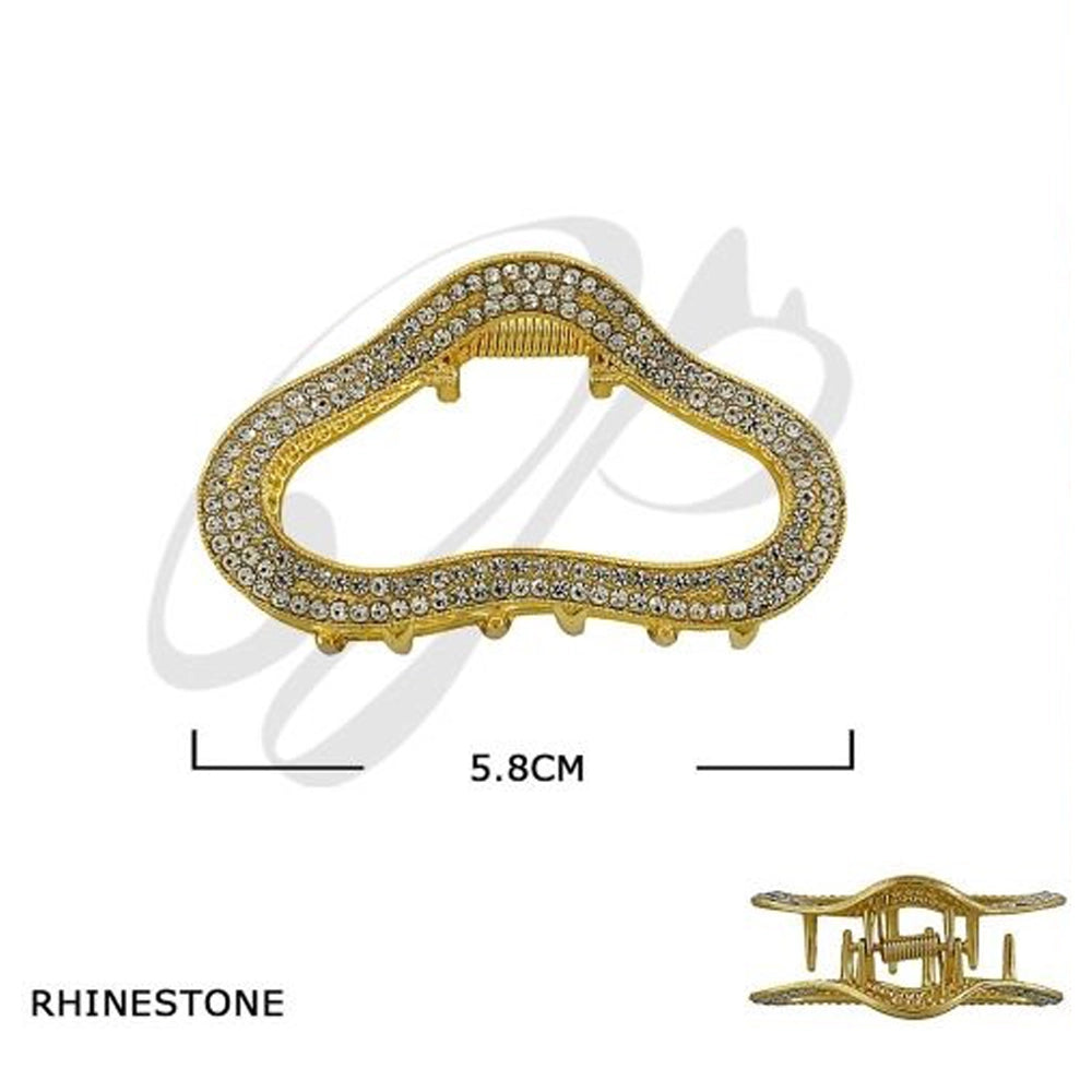 Sparkling Rhinestone Geometric Hair Claw Clip – Gold & Silver Finish (JCM-10178GS)