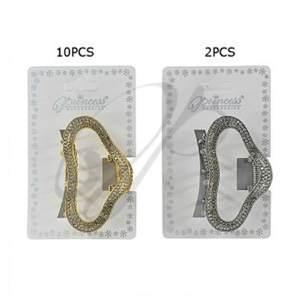 Sparkling Rhinestone Geometric Hair Claw Clip – Gold & Silver Finish (JCM-10178GS)