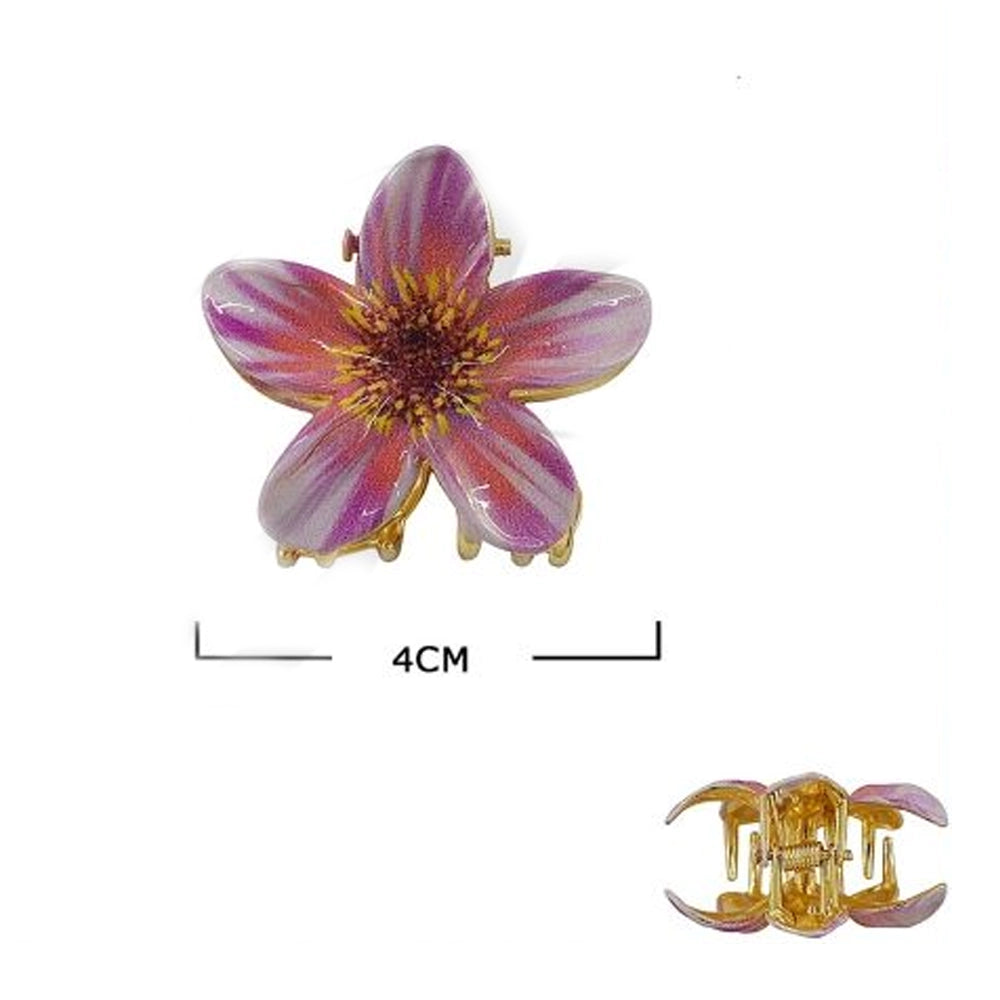 Enamel Flower Hair Claw Clip - Vibrant Floral Accessory (4cm)