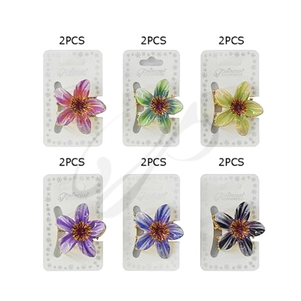 Enamel Flower Hair Claw Clip - Vibrant Floral Accessory (4cm)