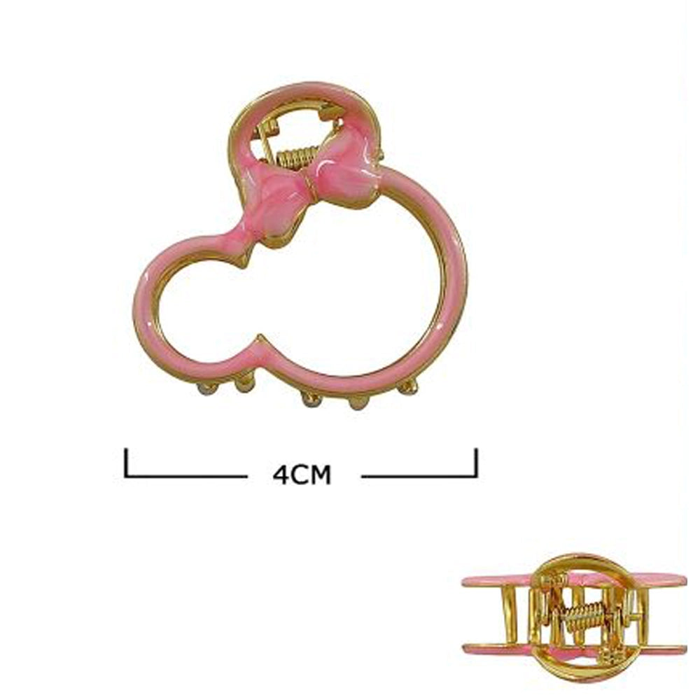 Charming Mouse-Ears Bow Claw Clip – Gold & Enamel Finish (JCM-10225M)