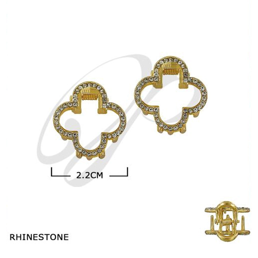 Sparkling Clover Rhinestone Mini Hair Claw Clips (JCM-50112BKG)