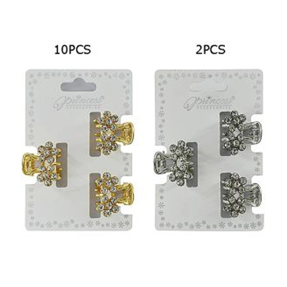 2.5cm Metal Crystal Hair Jaw Clips for Women & Girls - Sparkly Small Floral Hair Accessories for Weddings, Prom & Formal Styling (JCM-7012GS)