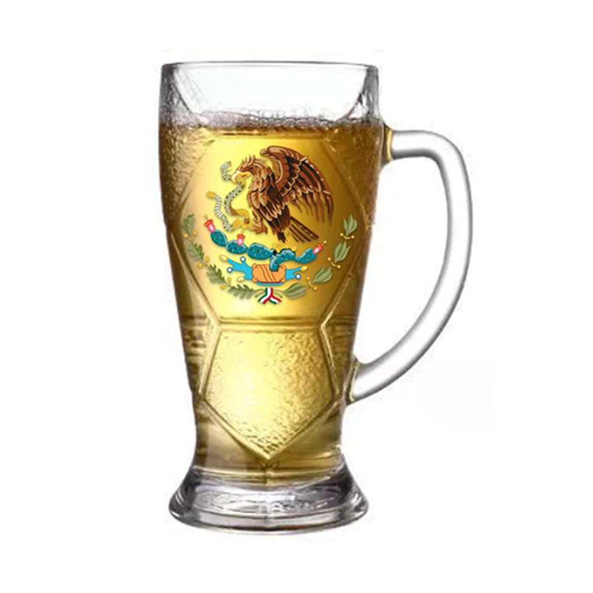 Mexico Heritage Glass Beer Mug Gift Set – 24oz Soccer-Themed Tankard with Eagle Crest (JH241463)
