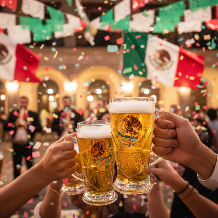 Mexico Heritage Glass Beer Mug Gift Set – 24oz Soccer-Themed Tankard with Eagle Crest (JH241463)