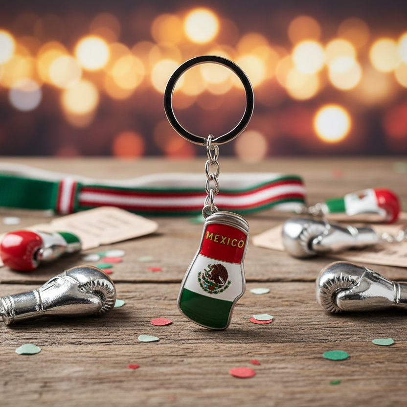 Mexico Flag Boxing Glove Metal Keychain - 5-Inch Premium Die-Cast Souvenir (JH243551)