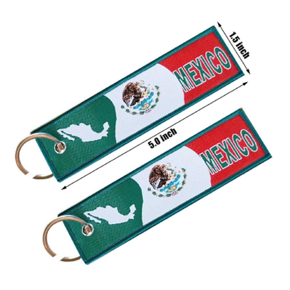 Mexico Flag Embroidered Key Tag (5 Inch)