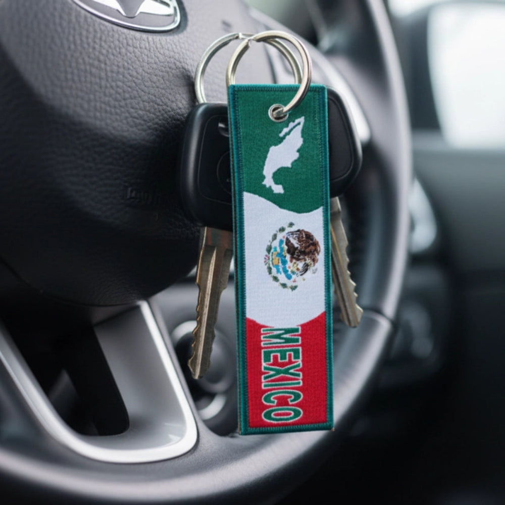 Mexico Flag Embroidered Key Tag (5 Inch)