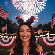 Patriotic Headbands 4th of July Independence Day Party Favors, Red White and Blue Tinsel Headbands with Stars and Hearts (JHB-1020)