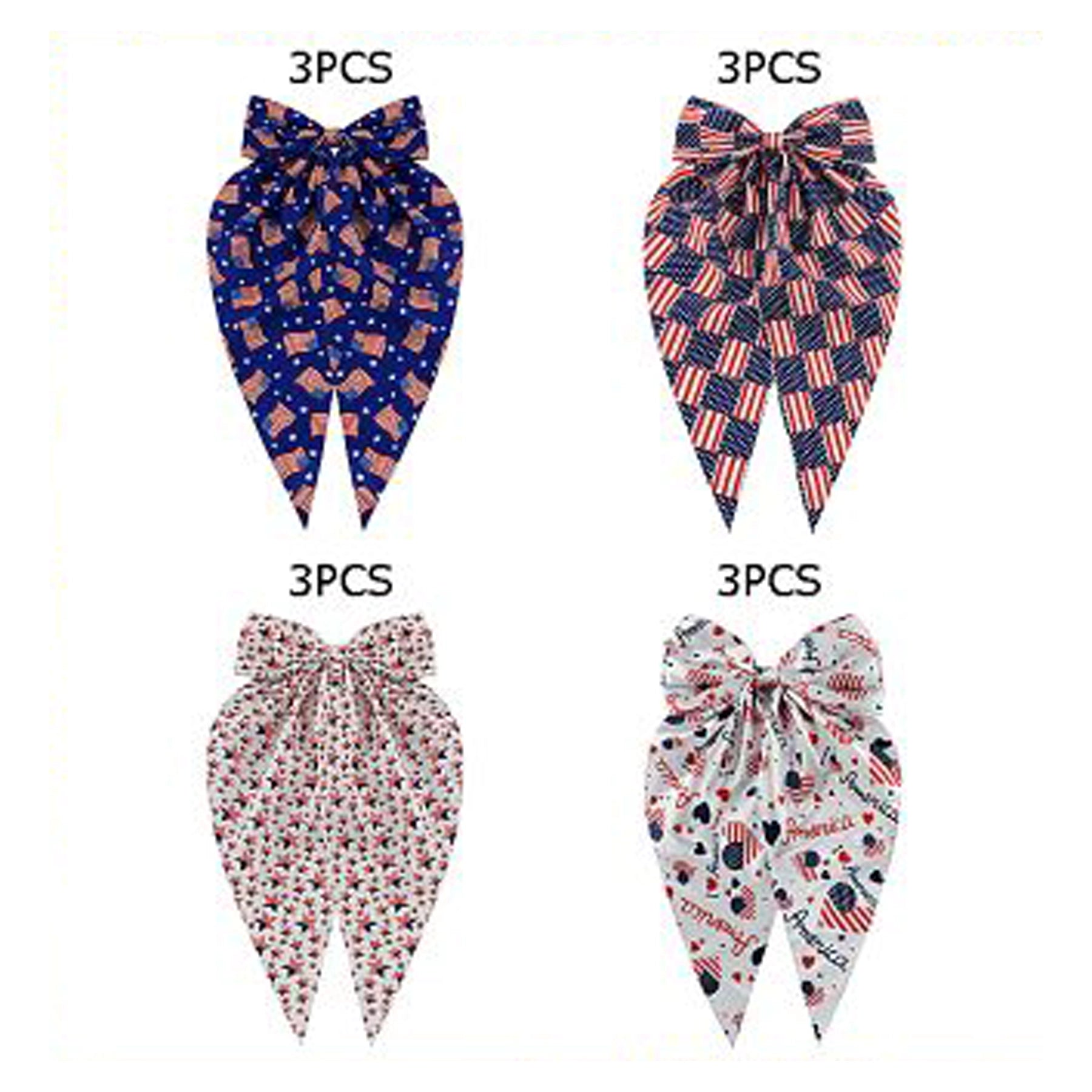 Patriotic Americana Hair Bow Clip with Long Streamers (JHC-1028)