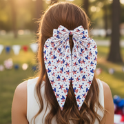 Patriotic Americana Star & Heart Oversized Hair Bow Scarf - 12pc (JHC-1029)