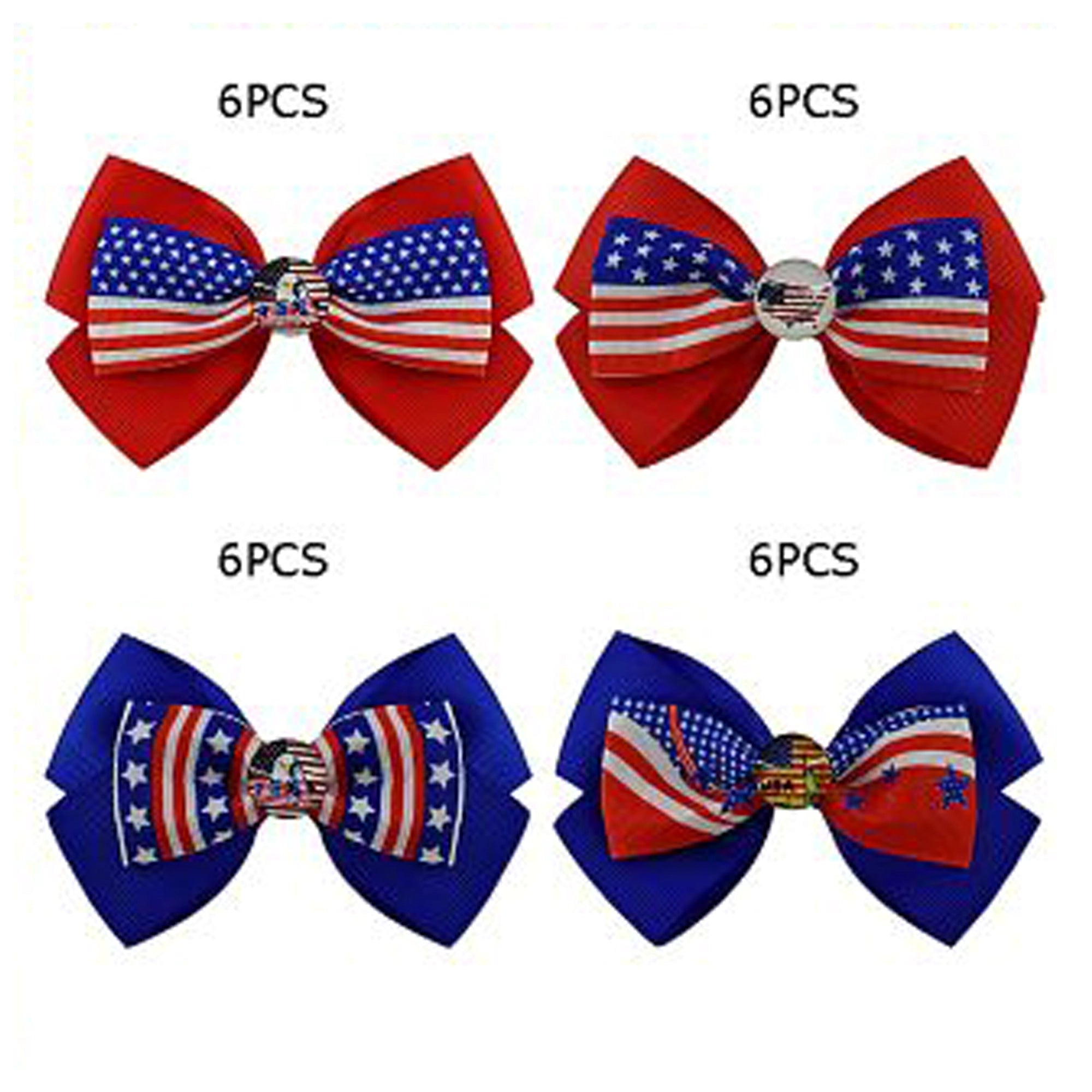 Patriotic American Flag Hair Bows - 12cm Grosgrain Ribbon Hair Clips (JHC-1033)