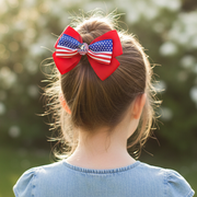 Patriotic American Flag Hair Bows - 12cm Grosgrain Ribbon Hair Clips (JHC-1033)