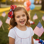 Patriotic 15cm Grosgrain Hair Bow Set - American Flag Stars & Stripes Designs - 12pc Wholesale (JHC-1040)