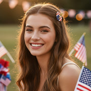 Patriotic 4th of July Heart & Star Hair Clips - USA Flag Design Hair Accessories (JHP-1004)