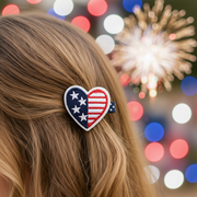 Patriotic American Flag Hair Clips Set – Red, White, and Blue Fourth of July Embroidered Alligator Clips for Girls (JHP-1005)