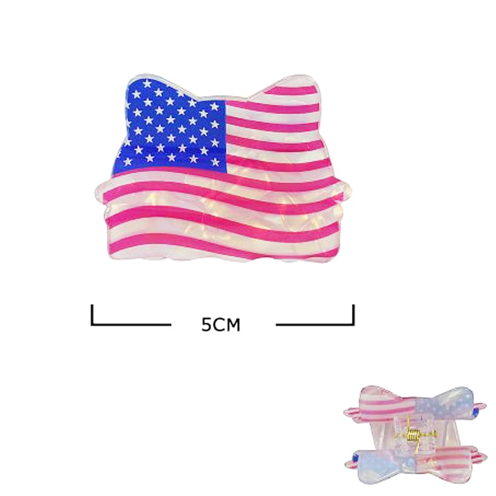 Patriotic 4th of July American Flag Hair Claw Clips - 5cm Small Cellulose Acetate Hair Jaws (JJC-1005)