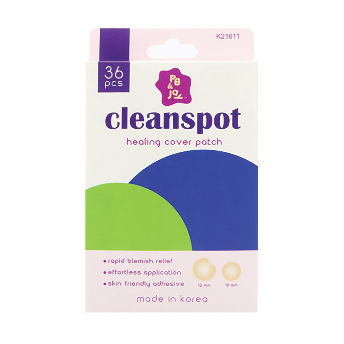 PB & Jay Cleanspot Hydrocolloid Blemish Healing Cover Patch (36 Count) – Made in Korea | 12boxes (K21611)