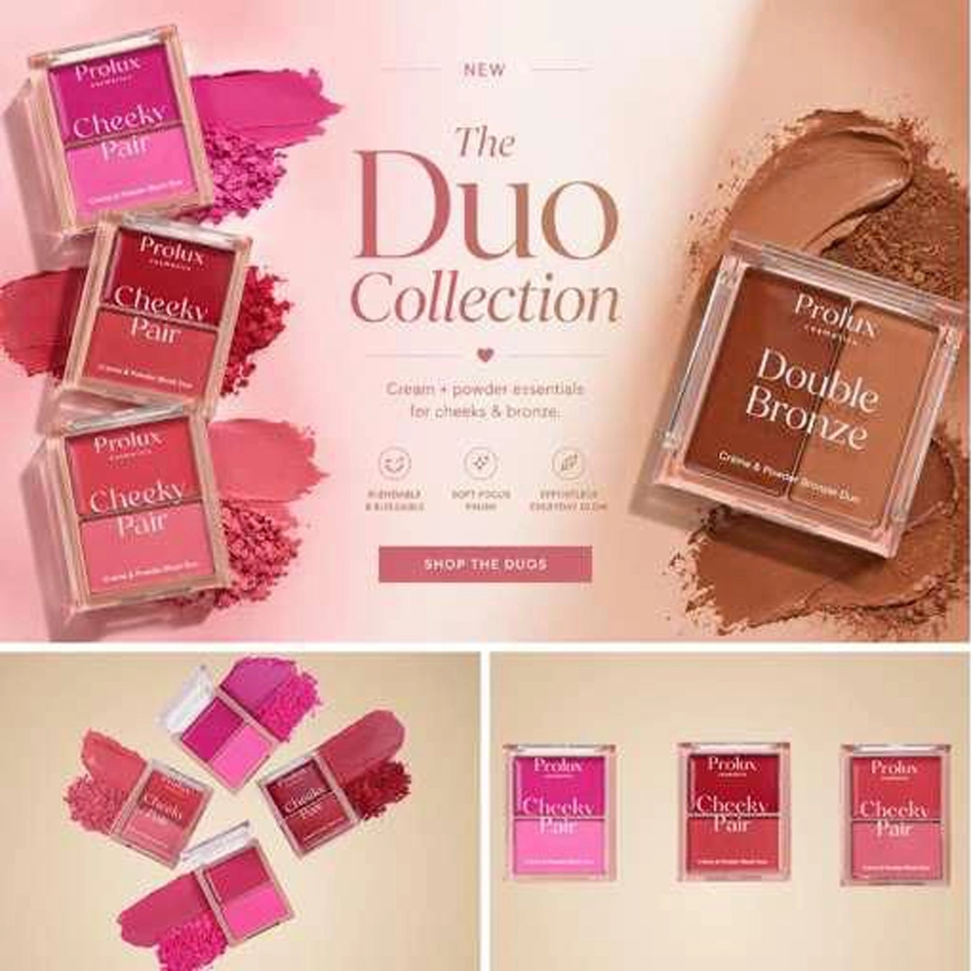 Prolux - Cosmetics Cheeky Pair Crème & Powder Blush Duo