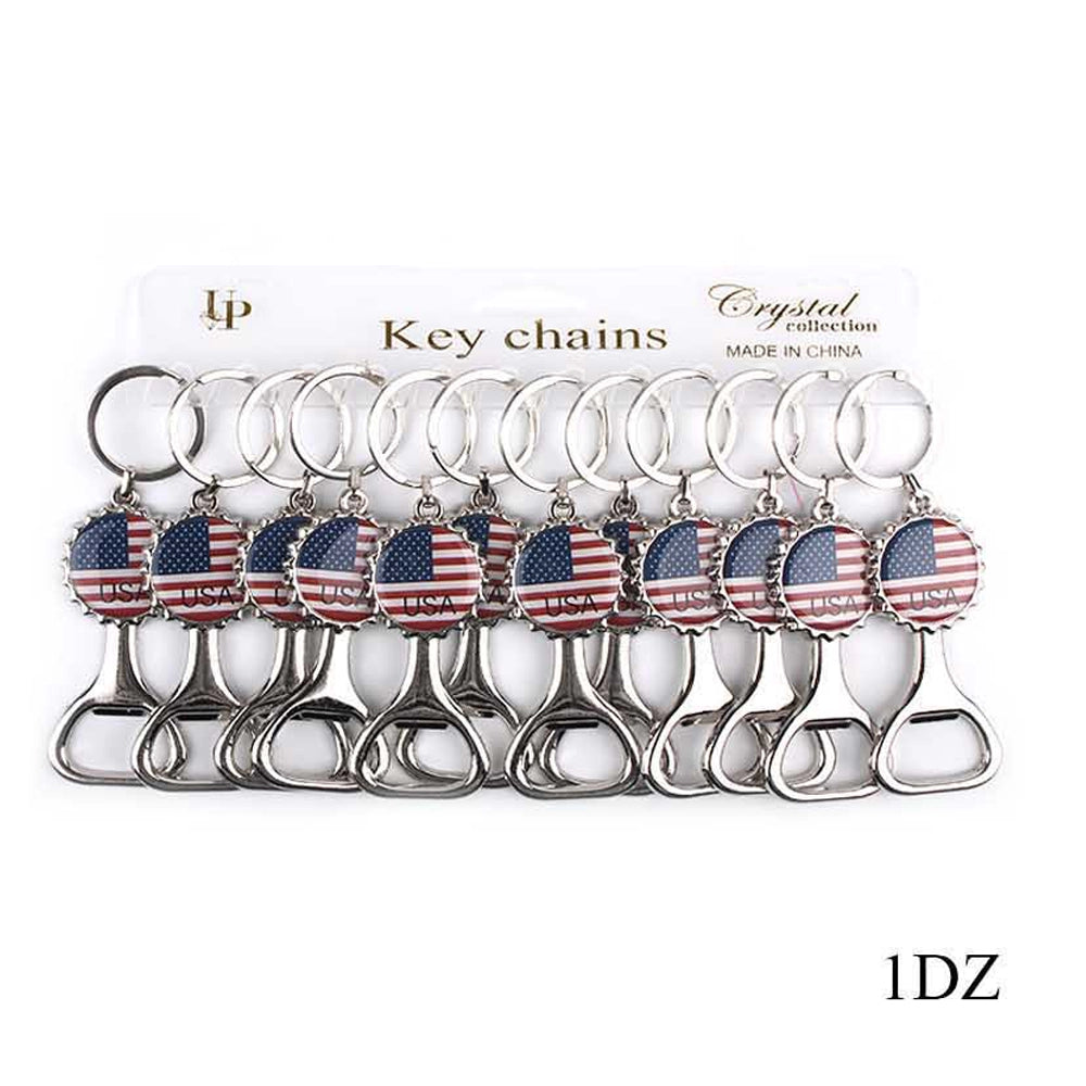 USA Flag Bottle Opener Keychain | 2-in-1 American Pride Key Ring (11.5cm)