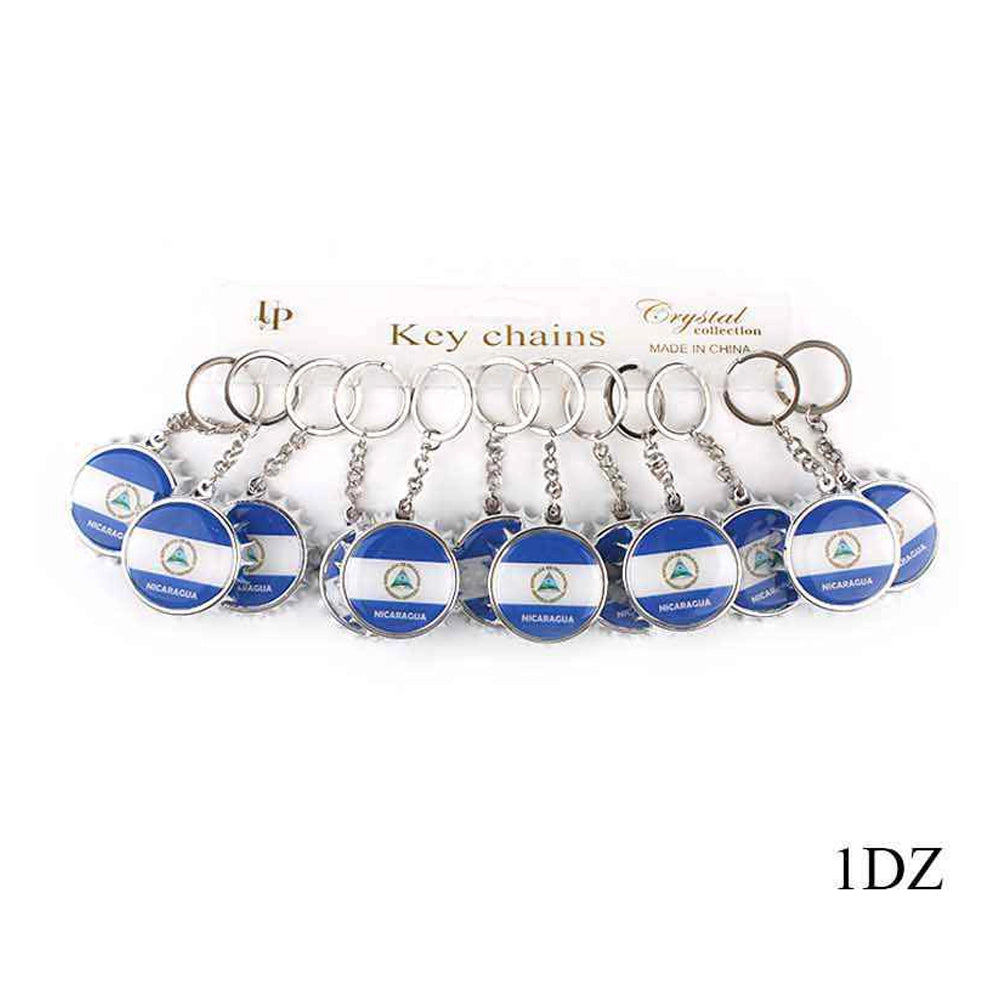 Nicaragua Flag Bottle Cap Keychain Bottle Opener