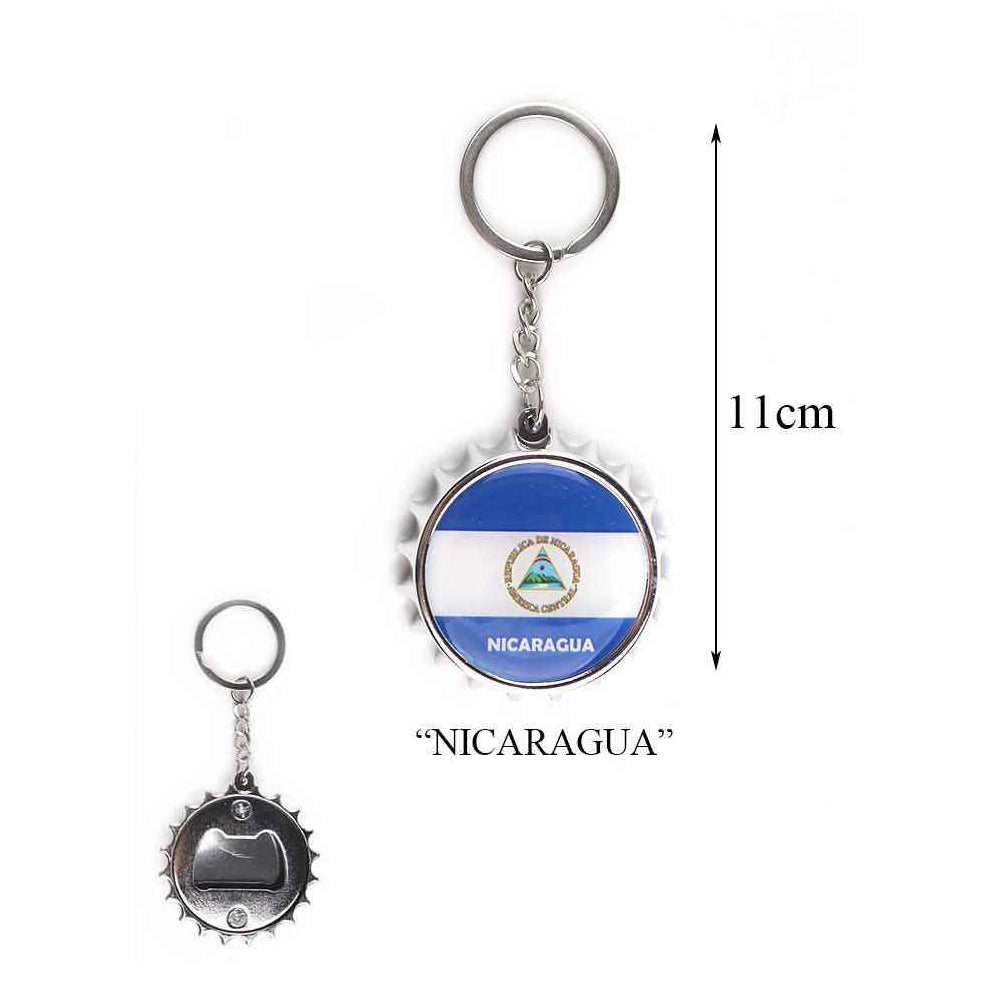Nicaragua Flag Bottle Cap Keychain Bottle Opener
