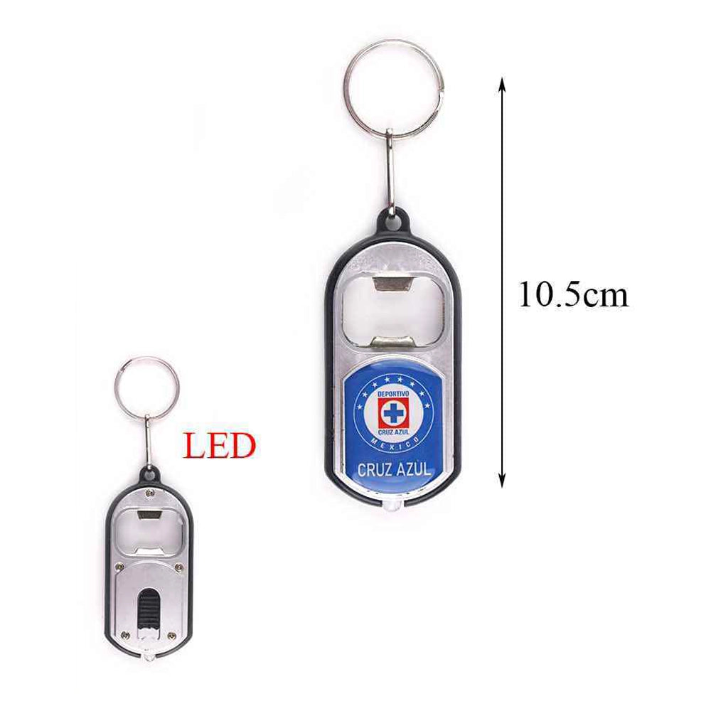 Cruz Azul Key Chain Bottle Opener & LED Light