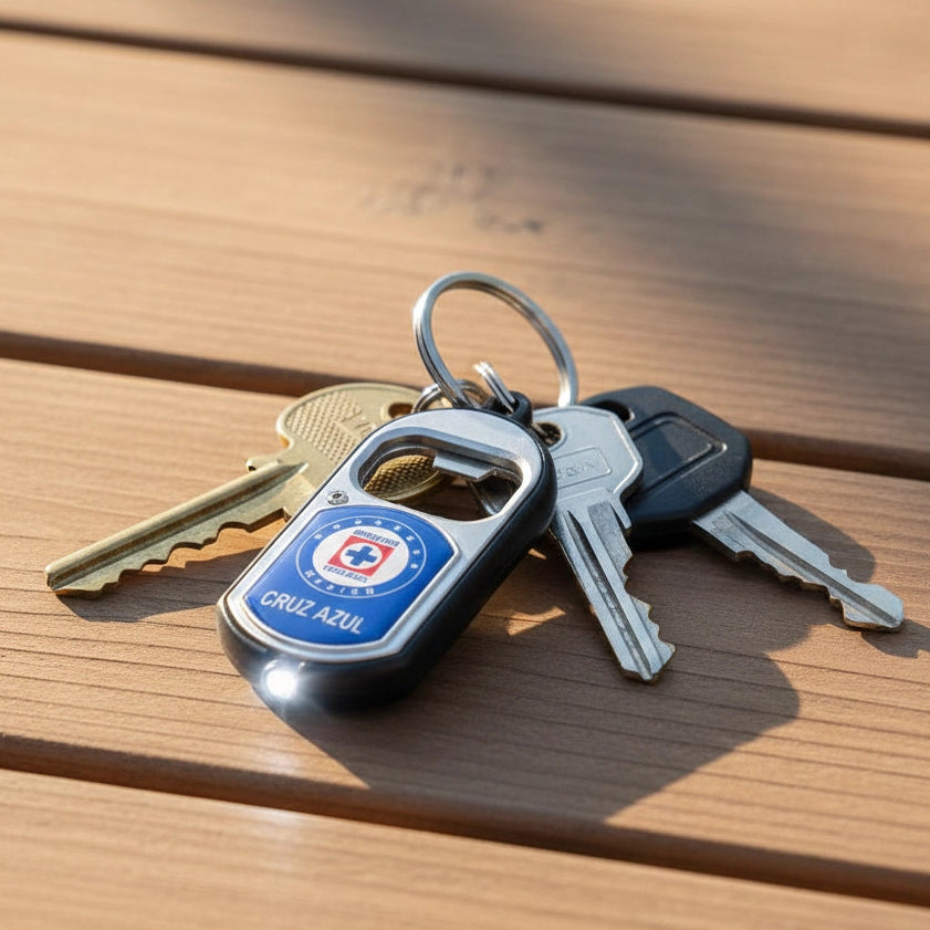 Cruz Azul Key Chain Bottle Opener & LED Light