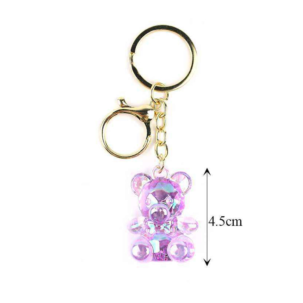 Faceted Crystal Bear Keychain – 4.5cm 3D Resin Teddy Bear Bag Charm with Gold Lobster Clasp (KBC-0695)