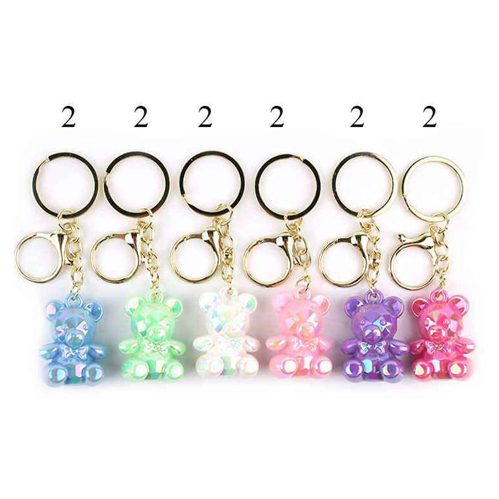 Iridescent Faceted Teddy Bear Keychain (KBC-0696)