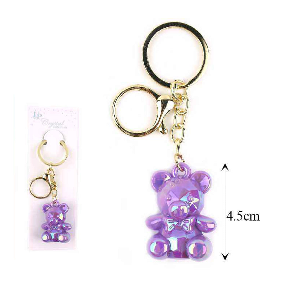 Iridescent Faceted Teddy Bear Keychain (KBC-0696)