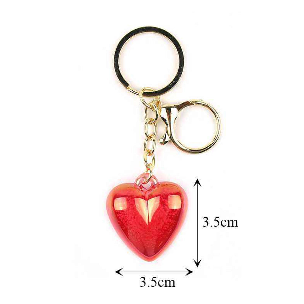 3D Iridescent Heart Keychain with Gold Lobster Clasp & Key Ring – 3.5cm Aesthetic Heart (KBC-0697)
