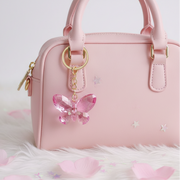 Iridescent Crystal Butterfly Keychain - Sparkling Acrylic Butterfly Bag Charm & Key Ring Accessory (KBC-0699)