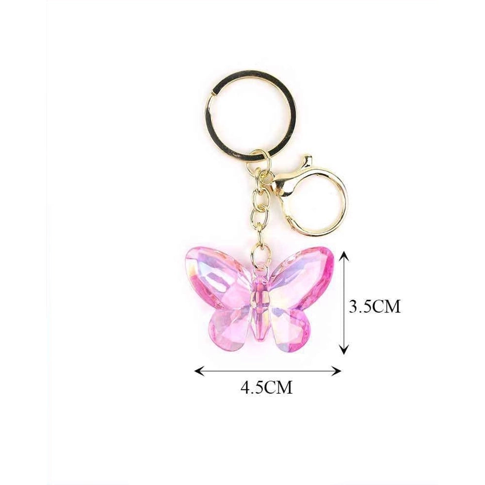 Iridescent Crystal Butterfly Keychain - Sparkling Acrylic Butterfly Bag Charm & Key Ring Accessory (KBC-0699)