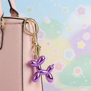 Balloon Dog Keychain – Metallic Crystal Balloon Animal Key Ring – Assorted Colors 12pcs (KBC-0725)