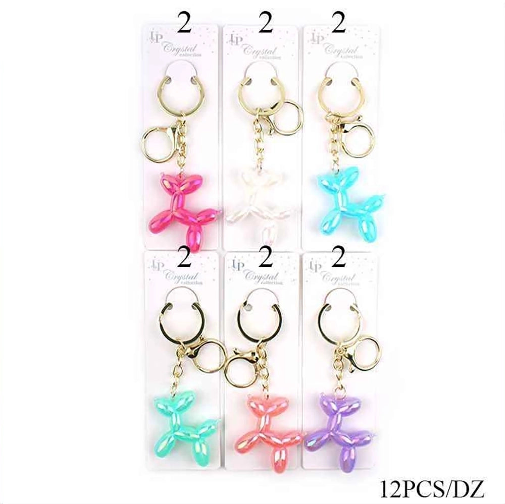 Crystal Balloon Dog Keychain - Cute Animal Charm Bag Accessory, Assorted Colors (KBC-0726)