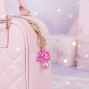 Crystal Angel Bear Keychain - Cute Iridescent Teddy Bear Charm with Gold-Tone Hardware - Assorted Colors (KBC-0727)