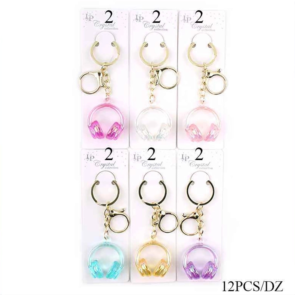 Crystal Headphones Keychain - Cute Miniature Headphone Charm Keyring for Bags & Accessories (KBC-0740)
