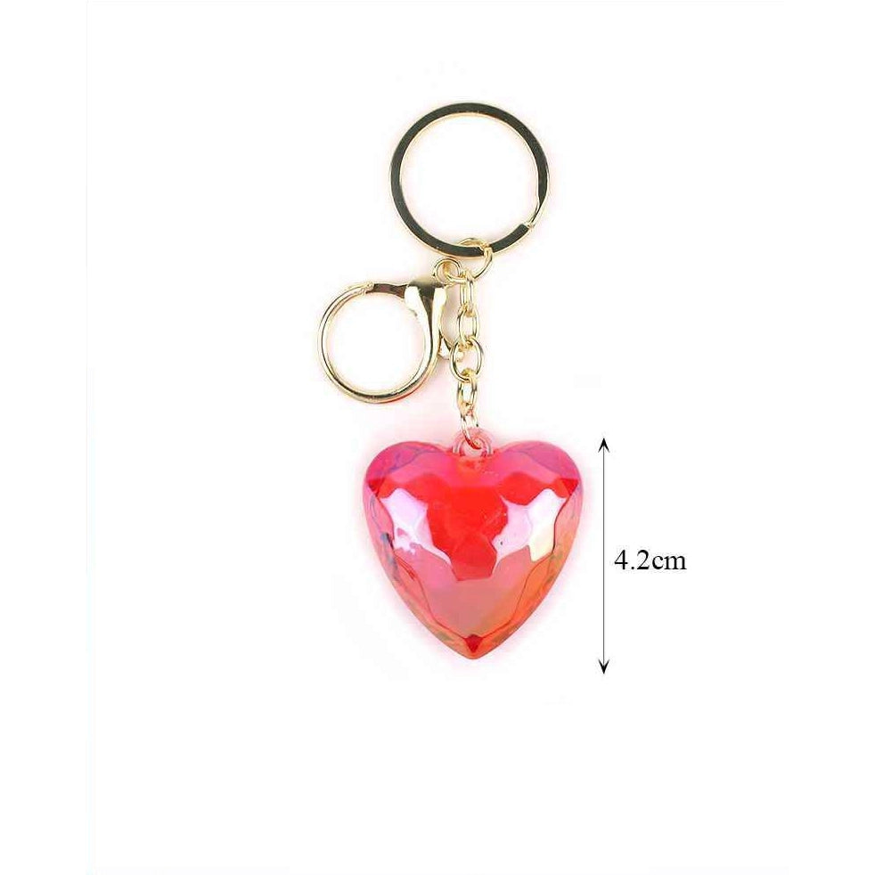 12-Piece Faceted Crystal Heart Keychain Bulk Set - Gold Keyring Bag Charm Accessories (KBC-0741)