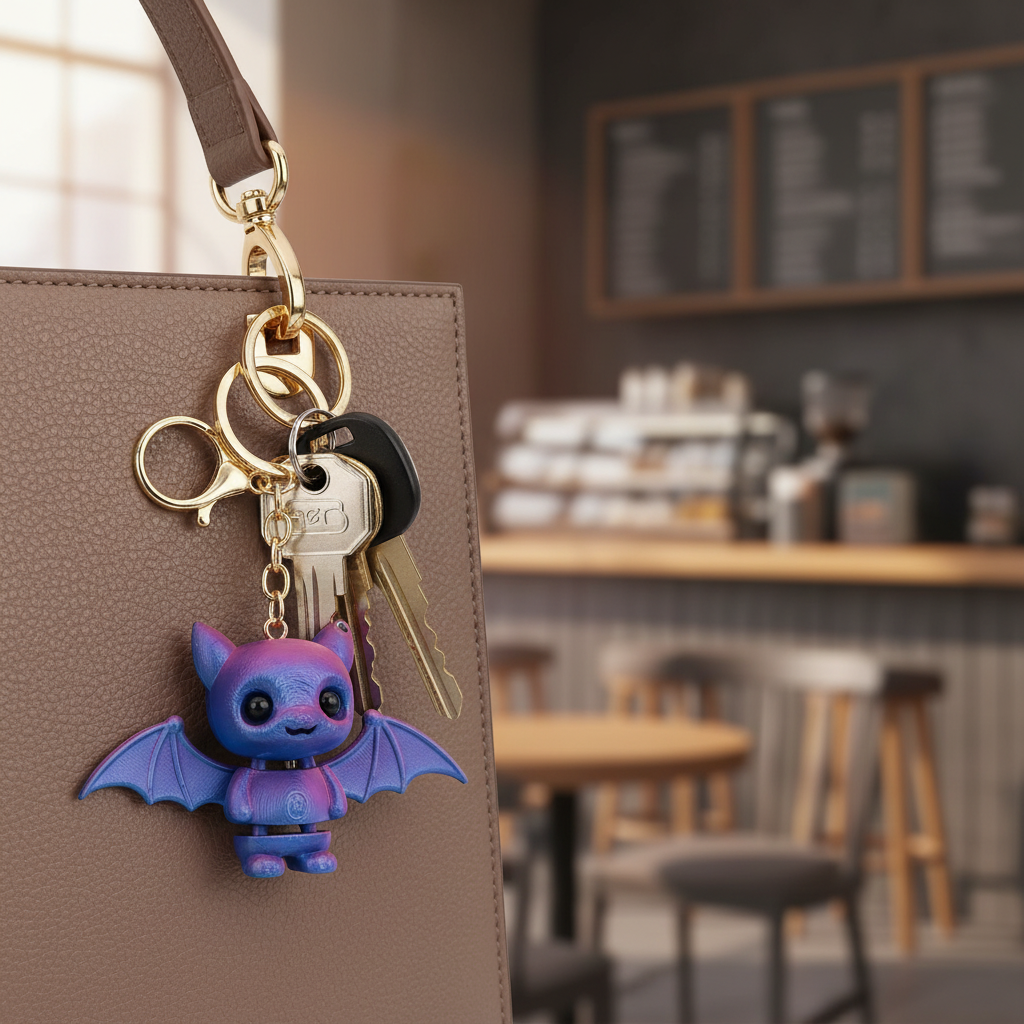 Cute Articulated Bat Keychains (12-Piece Bulk Pack) – 3D Printed Style Winged Bat Keyrings, Colorful Gothic Backpack Charms (KBC-0761)