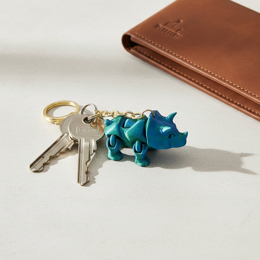 3D Printed Articulated Triceratops Dinosaur Keychain – 12-Piece Bulk Wholesale Pack, Flexible Fidget Toy Bag Charm for Kids and Adults (KBC-0764)
