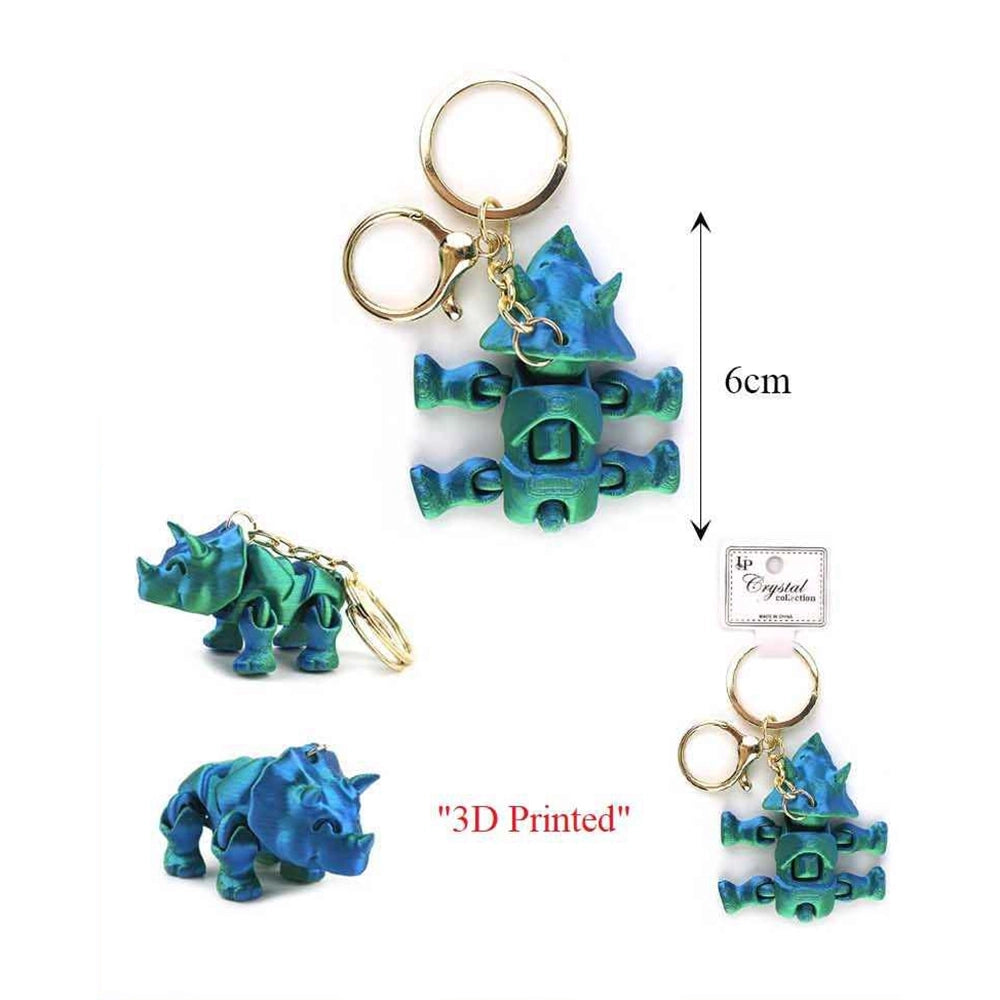 3D Printed Articulated Triceratops Dinosaur Keychain – 12-Piece Bulk Wholesale Pack, Flexible Fidget Toy Bag Charm for Kids and Adults (KBC-0764)