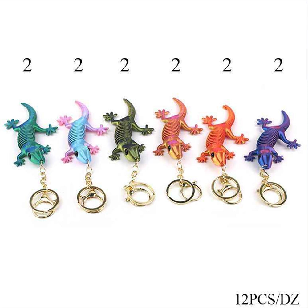 3D Printed Articulated Lizard Keychain – 11cm Flexible Gecko Keyring with Iridescent Metallic Color-Shift Finish (KBC-0765)