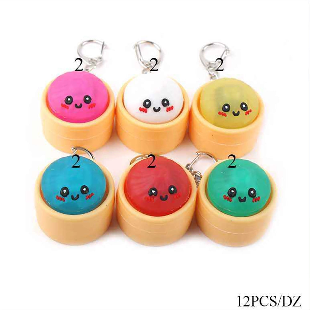 Cute Dumpling Squishy Keychain Bulk Pack (12-Piece) – Kawaii Dim Sum Bao Stress Relief Fidget Toy, Colorful Squeeze Keyring Party Favors for Kids & Adults (KBC-0797)
