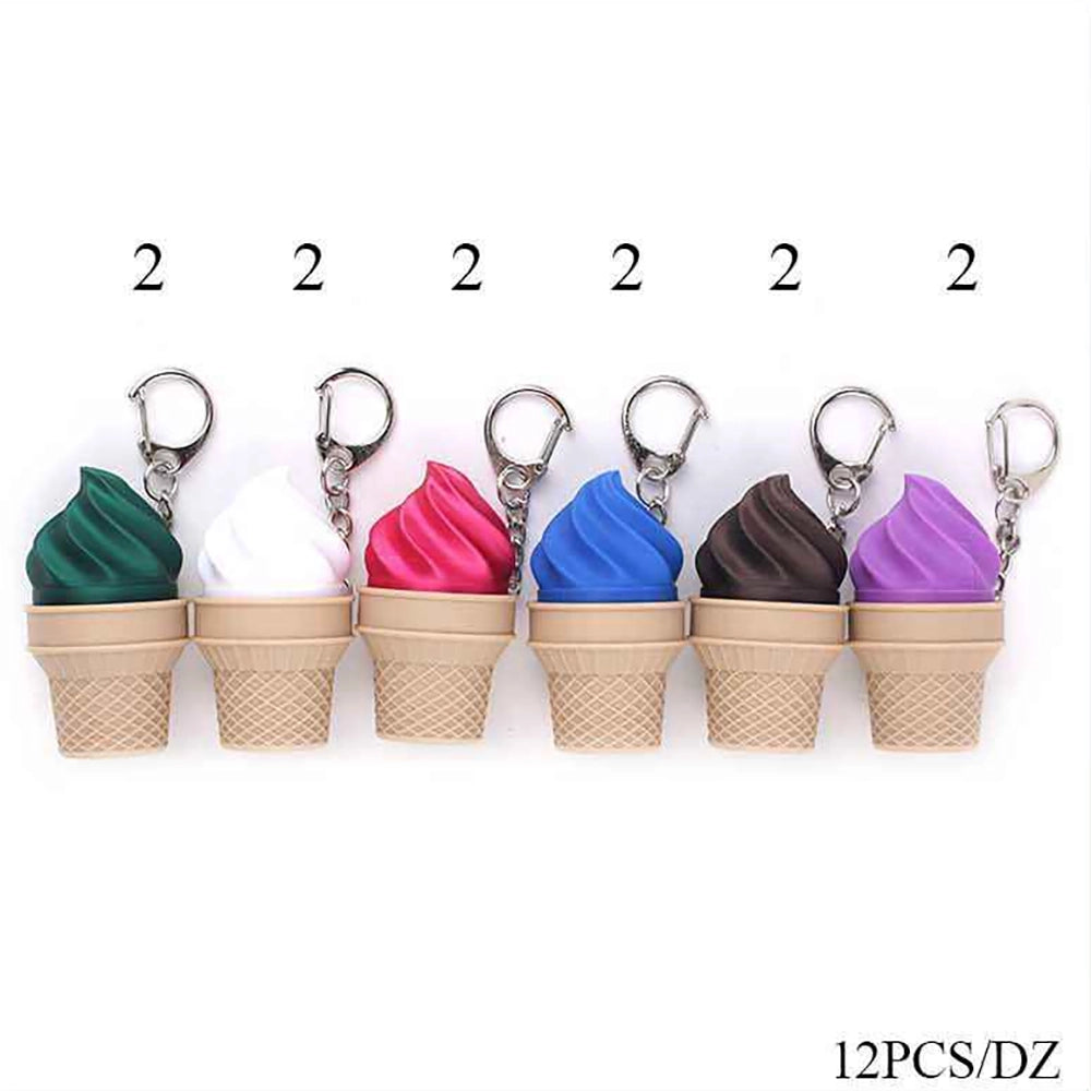 Ice Cream Cone Keychain - 3D Printed Miniature Collectible (12-Piece Set) (KBC-0811R)
