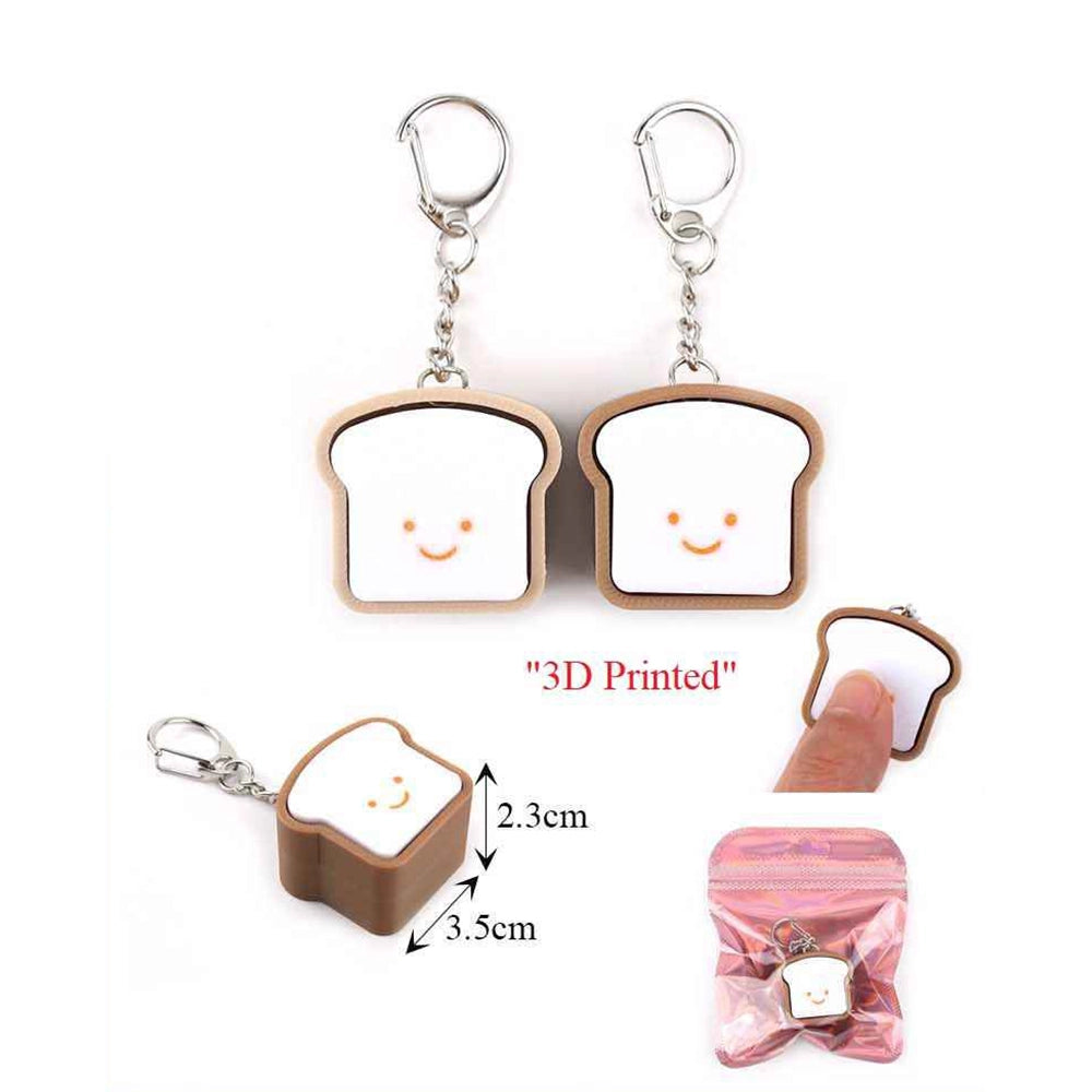 Cute 3D Printed Smiley Toast Keychain (12-Piece Pack) – Kawaii Bread Slice Keychain, Novelty Backpack Charm, Cute Party Favors (KBC-0815)