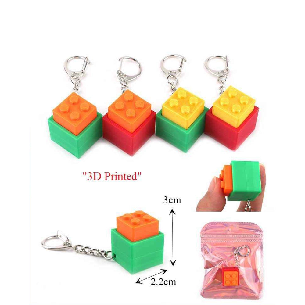 3D Printed Building Block Keychain Bulk Pack (12-Piece) – Colorful Novelty Toy Brick Keyring for Backpacks, Party Favors, Goodie Bag Stuffers, and Cute Gift Accessories (KBC-0816)