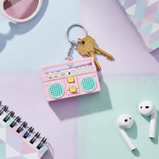 Retro Boombox Keychains Bulk Set (12 Pack) – Mini Vintage Cassette Recorder Keychain Charms, 90s Nostalgia Party Favors & Bag Accessories (KBC-0841)